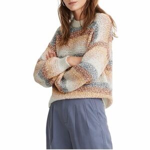 Madewell Baez Pullover Sweater in Stripe Rainbow